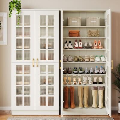 Bluebell 8-Tier Modern Shoe Storage Cabinet with Doors and Adjustable Shelves