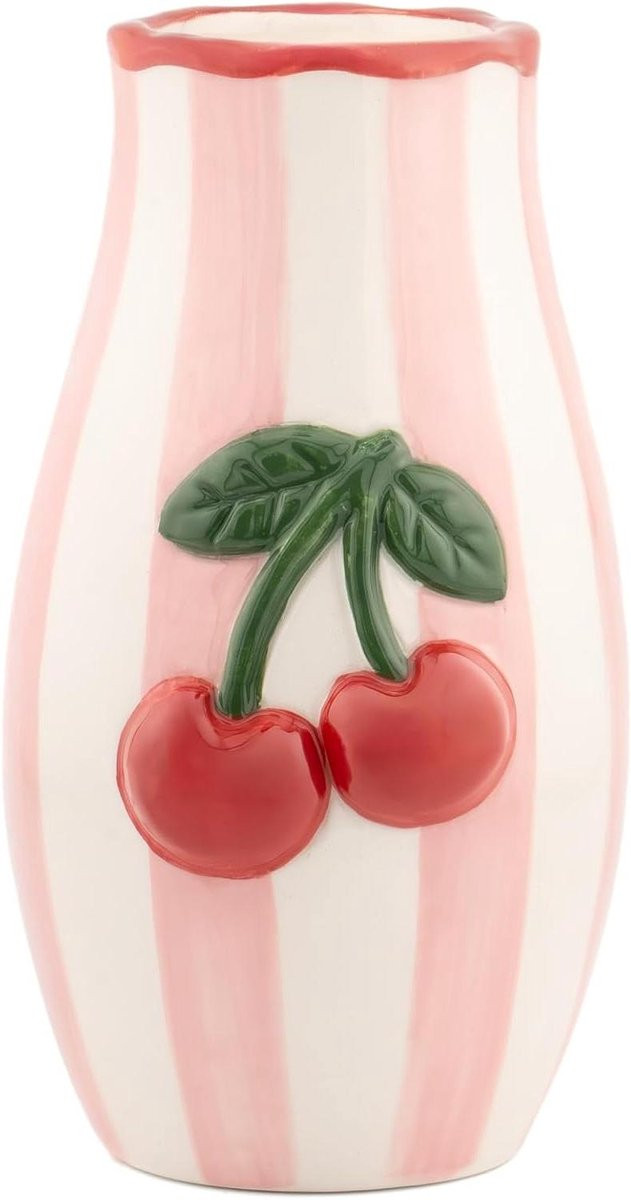 Handgeschilderde decoratieve vaas met roze kersenontwerp