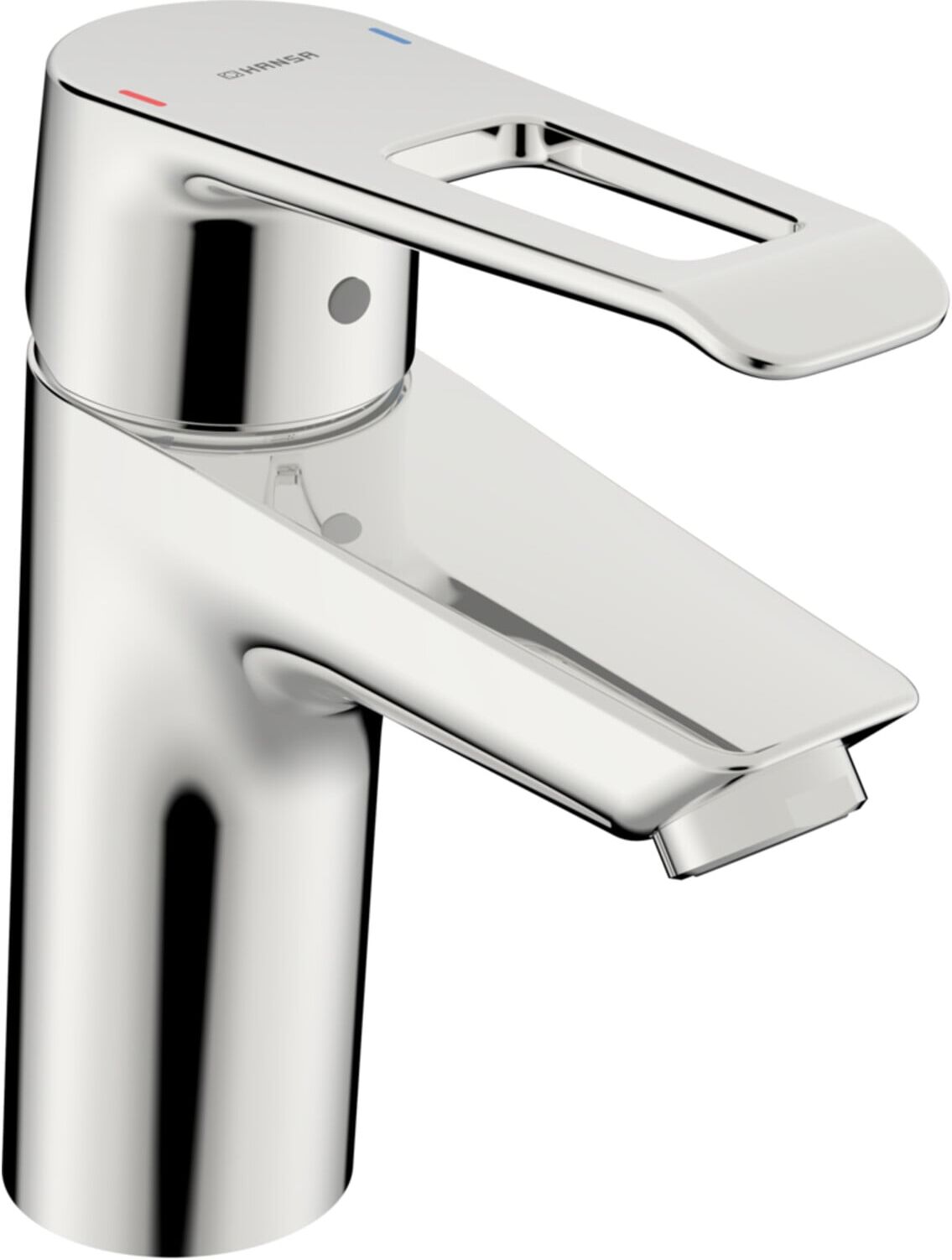 Waschtisch-Einhebelmischer HANSAPOLO c, Bügelh, Kettenh. o. Ket., Ausl. 110mm (51522286)