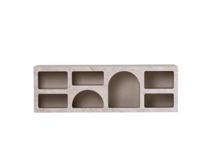Moderner Konsolentisch, 160 cm, beigefarbener Travertinmarmor & Sandstein 100% melaminbeschichtete Spanplatte, 18 mm stark Stilvoll & funktional für die Wohneinrichtung