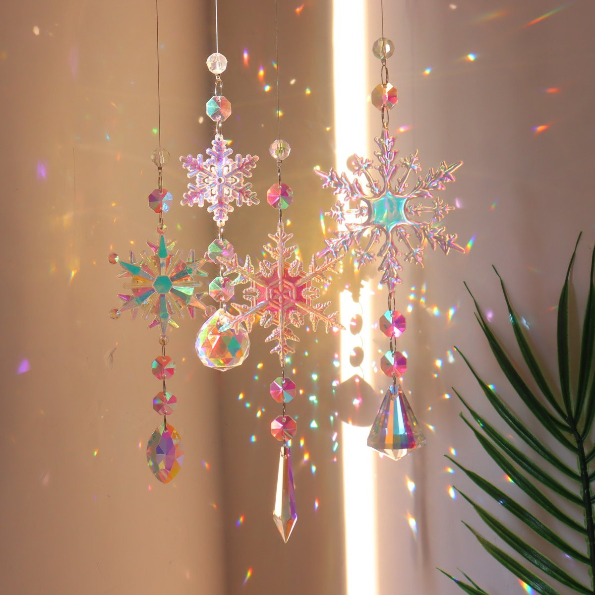 Hanglamp met gekleurde kristallen - 4 stuks