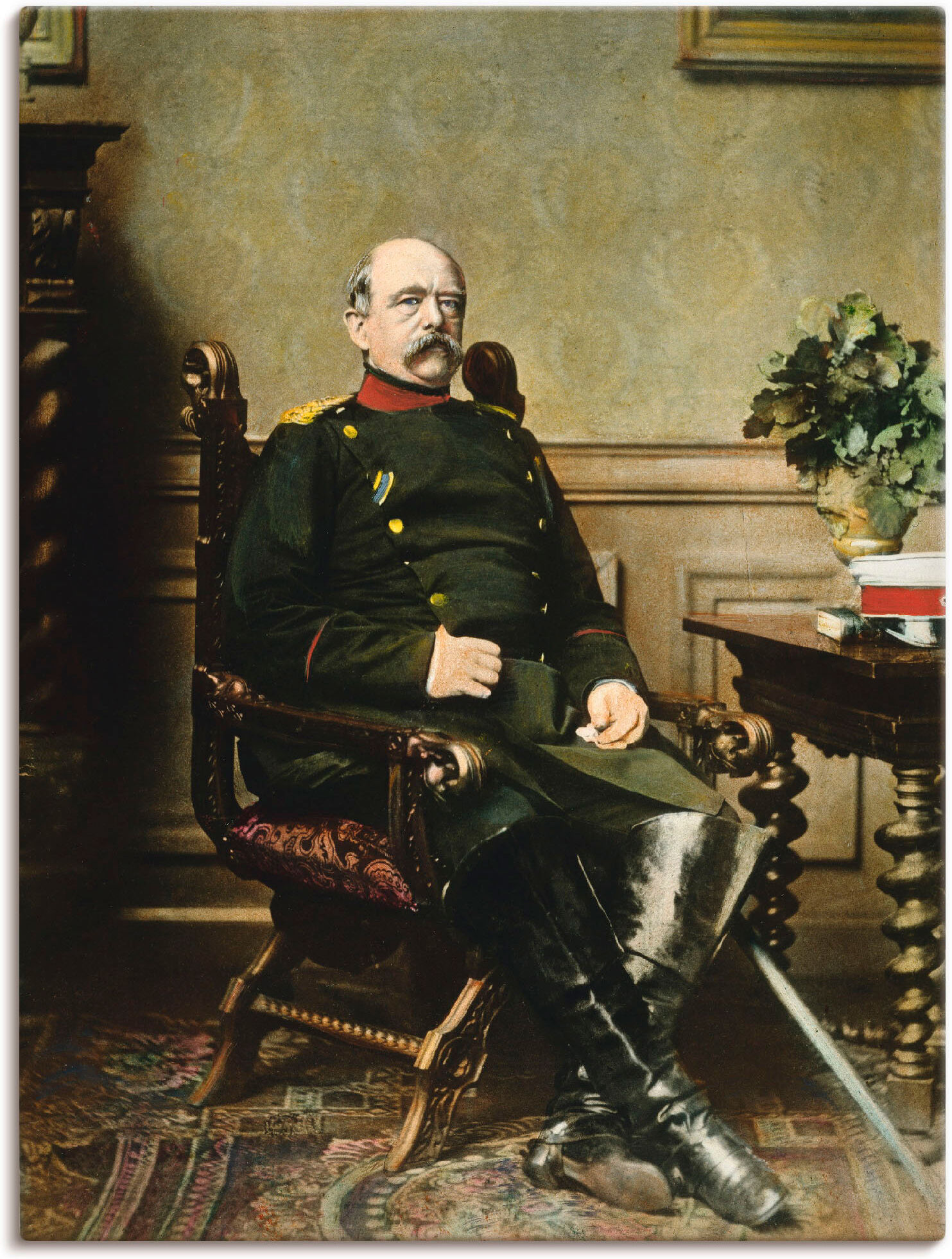 Leinwandbild ARTLAND "Otto von Bismarck", grün (farbe bild(er): grün), B:30cm H:40cm, Bilder, Leinwandbild, auf Holzrahmen gespannt farbe bild(er): grün B/H/T: 30cm x 40cm, Leinwandbild Menschen Hochformat, 1 Stk.