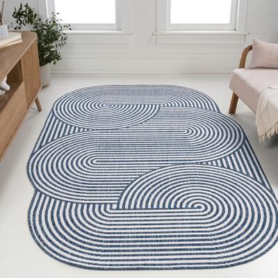 JONATHAN Y Margot Modern Geometric Arch Stripe Indoor/Outdoor Shaped Area Rug