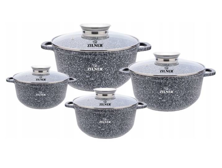 Zilner Topf-Set Graue Töpfe mit Keramik-marmorbeschichtung, Induktionstöpfe, Aluminiumguss (8-tlg., Zeitloses Design des Topfsets. Eine ideale Geschenkidee)