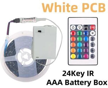 Uplift Picks Portable Battery Powered RGB LED Strip For Colorful Flexible Accent Lighting white (24 Key Kit) 0.5m ip65 Waterproof