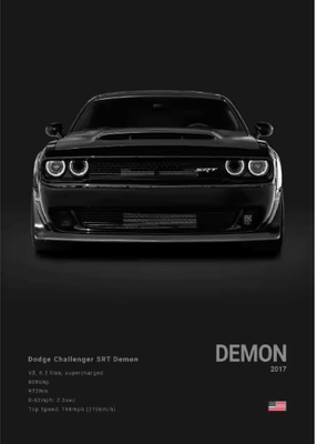 Inspire Picks Dodge Challenger SRT Hellcat Redeye Canvas Poster Muscle Car Wall Art Print 3 50x70cm Unframed