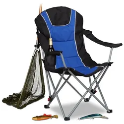 Relaxdays 2x Campingstuhl faltbar mit Polsterung Blau,Schwarz,Silber