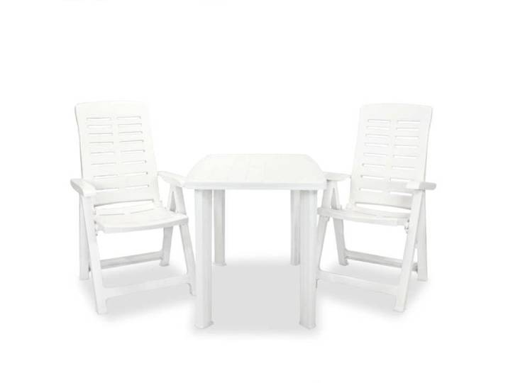 Ensemble de bistro extérieur - BURKE - Plastique résistant aux intempéries - Blanc - Table 101x68x72 cm