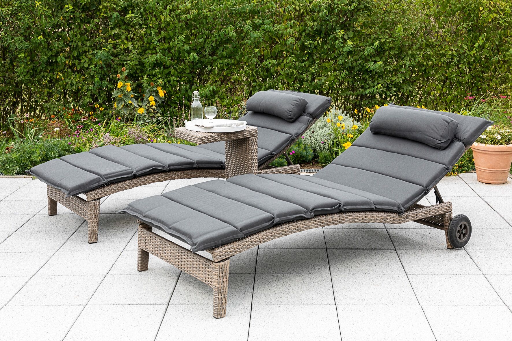 Gartenlounge-Set MERXX "Andalusia", grau, Obermaterial: 100% Polyester. Füllung: 100% Polyurethan, Sitzmöbel-Sets, Gartenlounge-Set