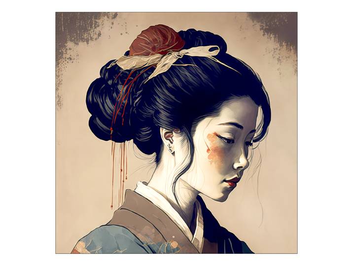 Tableau verre Geisha type A Verre flotté Beige/Marron/Noir 60 x 80 x 1cm
