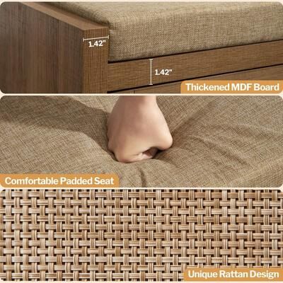 No "Rattan Shoe Bench - 14.8""D x 31""W x 19.7""H"