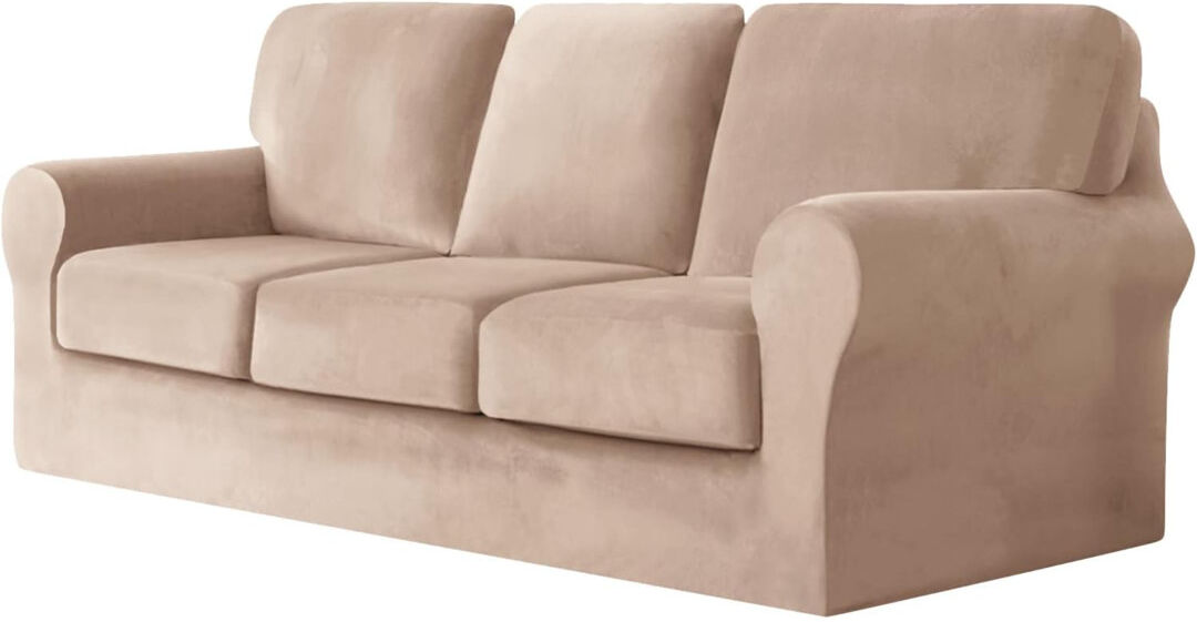 Ebern Designs Blended Fabric Slipcover Beige 104cm H X 300cm W X 107cm D