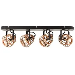 BRILLIANT Nikka Spotbalken 4flg schwarz/natur   4x D45, E14, 28W, geeignet für Tropfenlampen (nicht enthalten)