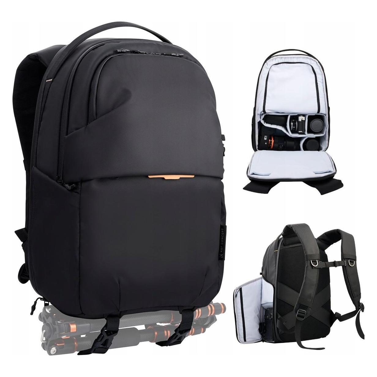 K&F Concept Plecak Fotograficzny Foto 25l Wodoodporny Na Aparat Kamerę Laptop Dron K&f / Kf13.300 / Czarny (Fotorucksack, 25 l) (71532546)