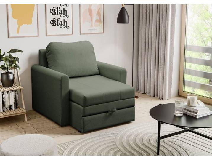Fauteuil convertible 1 place - DEJANO - vert sauge