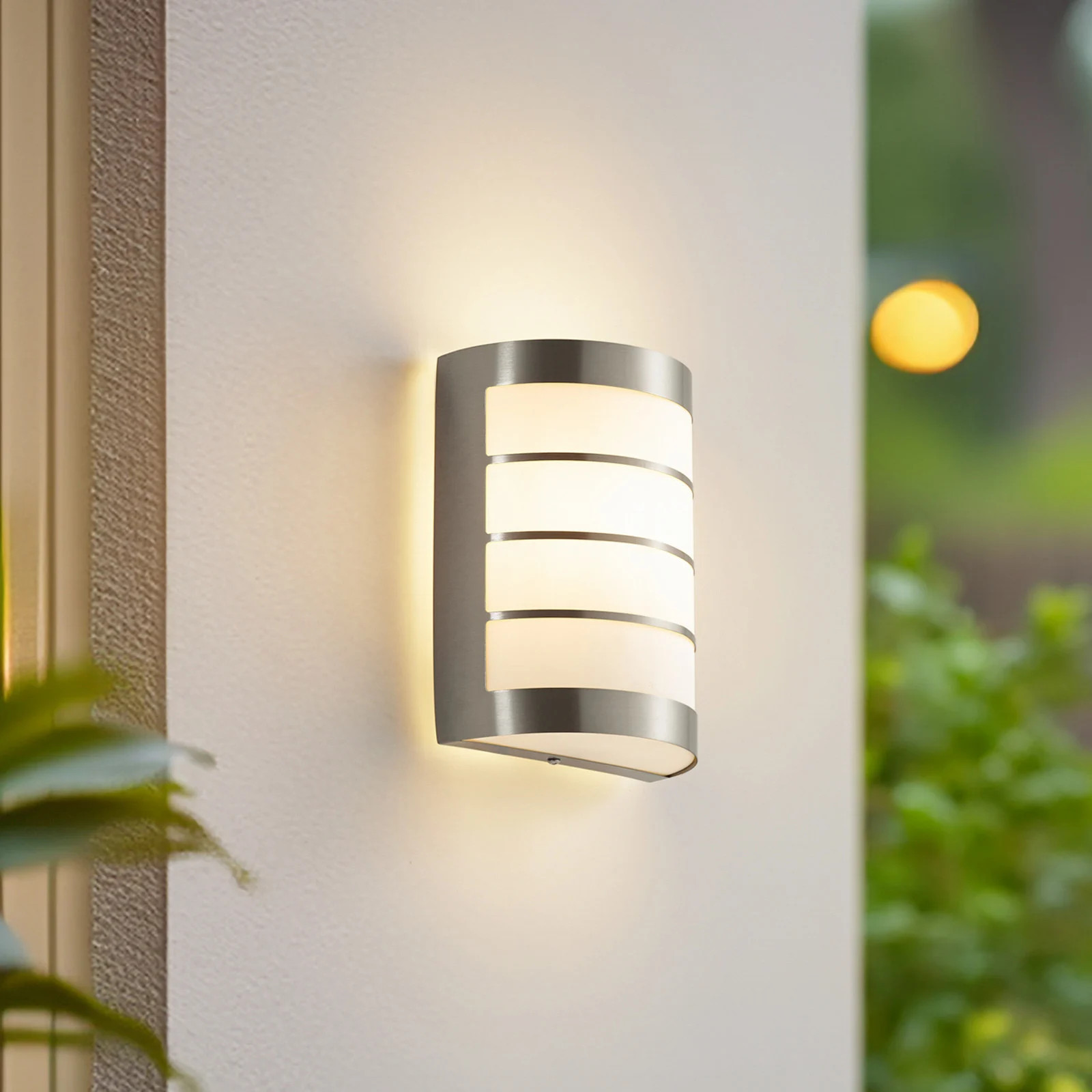 Lindby Noyan buitenwandlamp van roestvrij staal voor balkon en tuin - Modern en vierkant