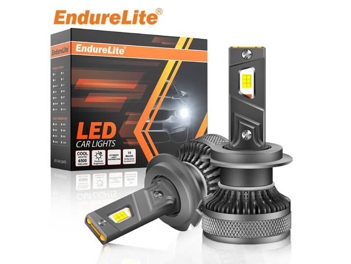 ENdureLite Ampoules LED H1, 20000 lm ultra lumineuses, ampoules de phare H4 H11 H7, puce 7535 CSP, luminosité 800 %, blanc pur 6000 K, conception 1:1, refroidissement par ventilateur, étanche IP68, lot de 2