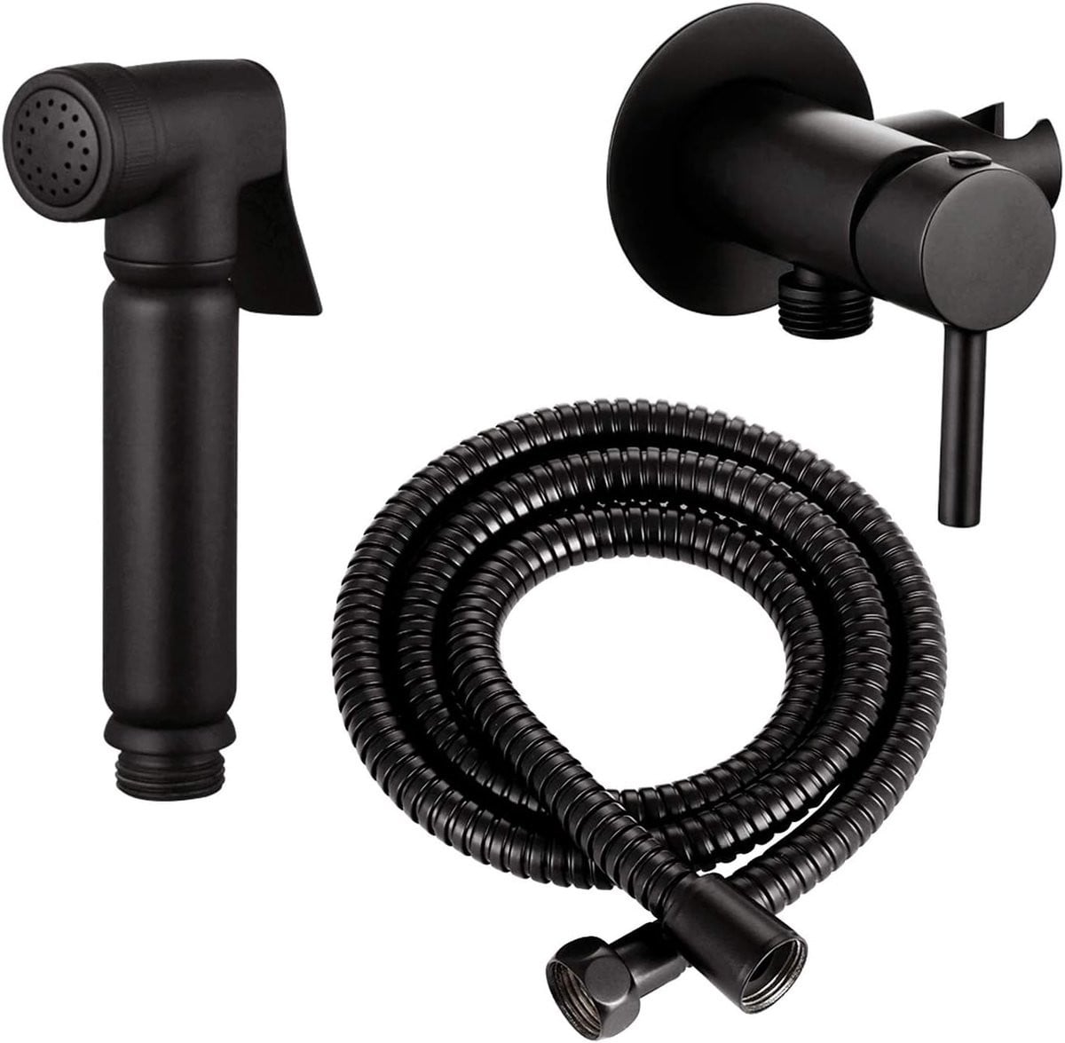 Modern doucheset met handdouche en bidet - Mat zwart - Markenlos