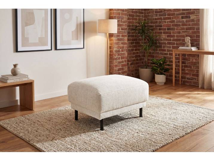Polsterhocker GOODPRODUCT Sveeva, 73x57 cm, schwarze Metallfüsse , beige (creme), B:73cm H:47cm T:57cm, 100% PES, Hocker, Polsterhocker, langlebiger Webstoff, viele Farben zur Auswahl