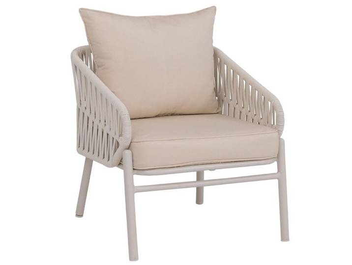 Chaise de jardin en aluminium HWC-P90 fauteuil lounge d'extérieur tissu tressé Rope/textile (180 g