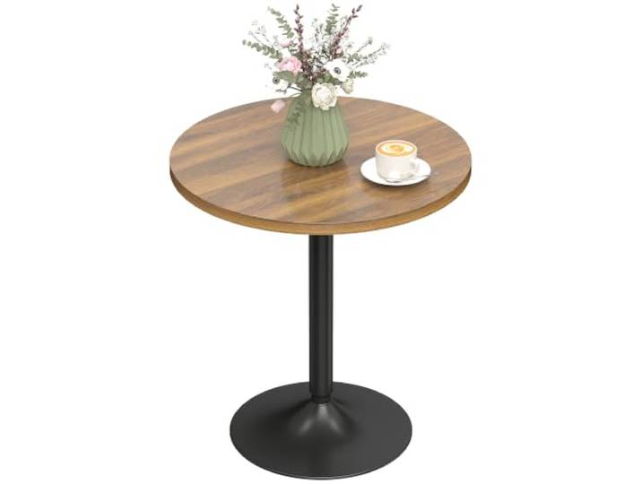 HOMCOM Runder Steh-Bartisch 60 cm Küche Walnuss Rutschfeste Pads, Metallrahmen, für Küche & Wohnzimmer.