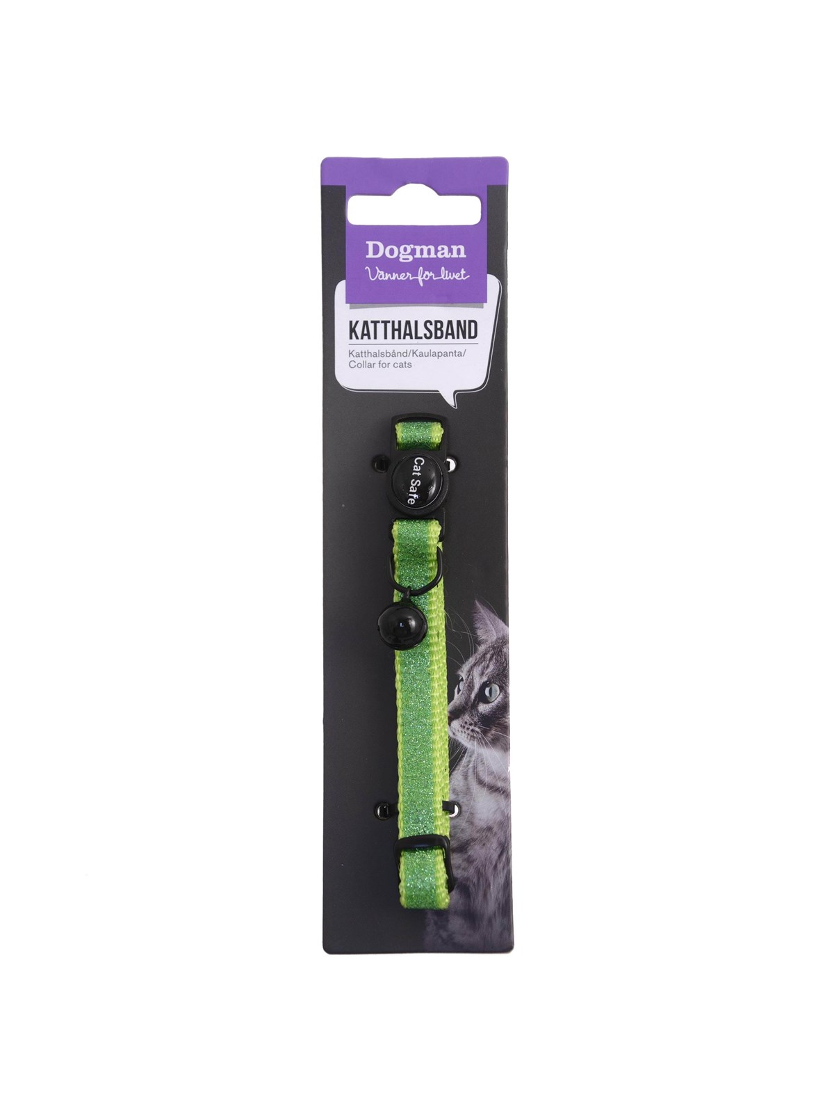 Dogman Katzenhalsband Gina mit Cat Safe Mechanismus und Glocke Grün 30cm
