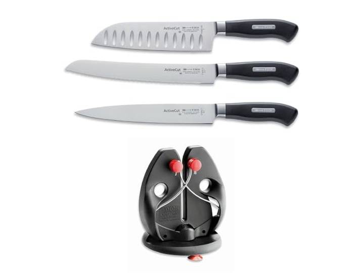 F. Dick ActiveCut Set (4-Teiliges Messerset, bestehend aus Santoku/Brotmesser/Tranchiermesser/Rapid Steel, Küchenmesser) 89090000, Silber