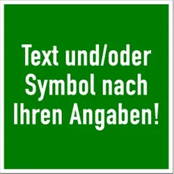 Dreifke® Schild, Rettungszeichen - Text und/oder Symbol nach Ihren Angaben, Alu, 100x100 mm