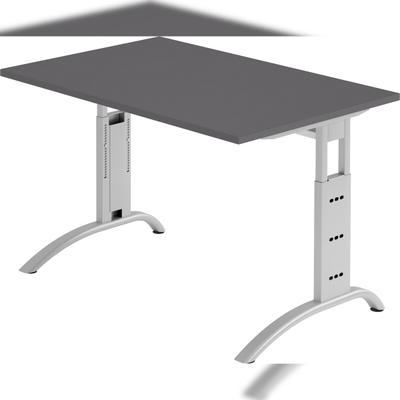 bümö manuell höhenverstellbarer Schreibtisch 120x80 cm in graphit - PC Tisch höhenverstellbar & klein, höhenverstellbarer Tisch Büro, kleiner