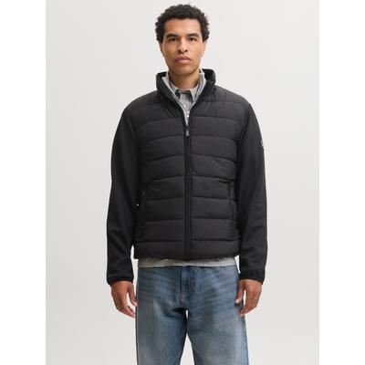 Steppjacke JACK & JONES "JJETATE HYBRID JACKET", Herren, Gr. XL, schwarz, Web, Obermaterial: 100% Polyester, unifarben, regular fit normal, ohne Ausschnitt, gerader Abschluss, Jacken Steppjacke, Kunstfaser, regular fit