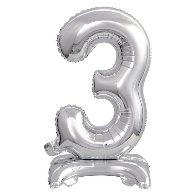 Amscan Folienballon Mini Zahl 3 silber (1x) (9911726)