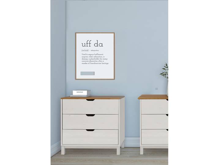 Commode Paddon 75cm Blanc/Pin blanc/Pin couleur miel
