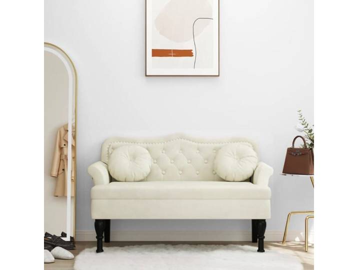 SALE 2025 Chaise de banc banquette - Banc avec coussins - crème 120 5x65x75 cm velours 17 9 Kg 4495