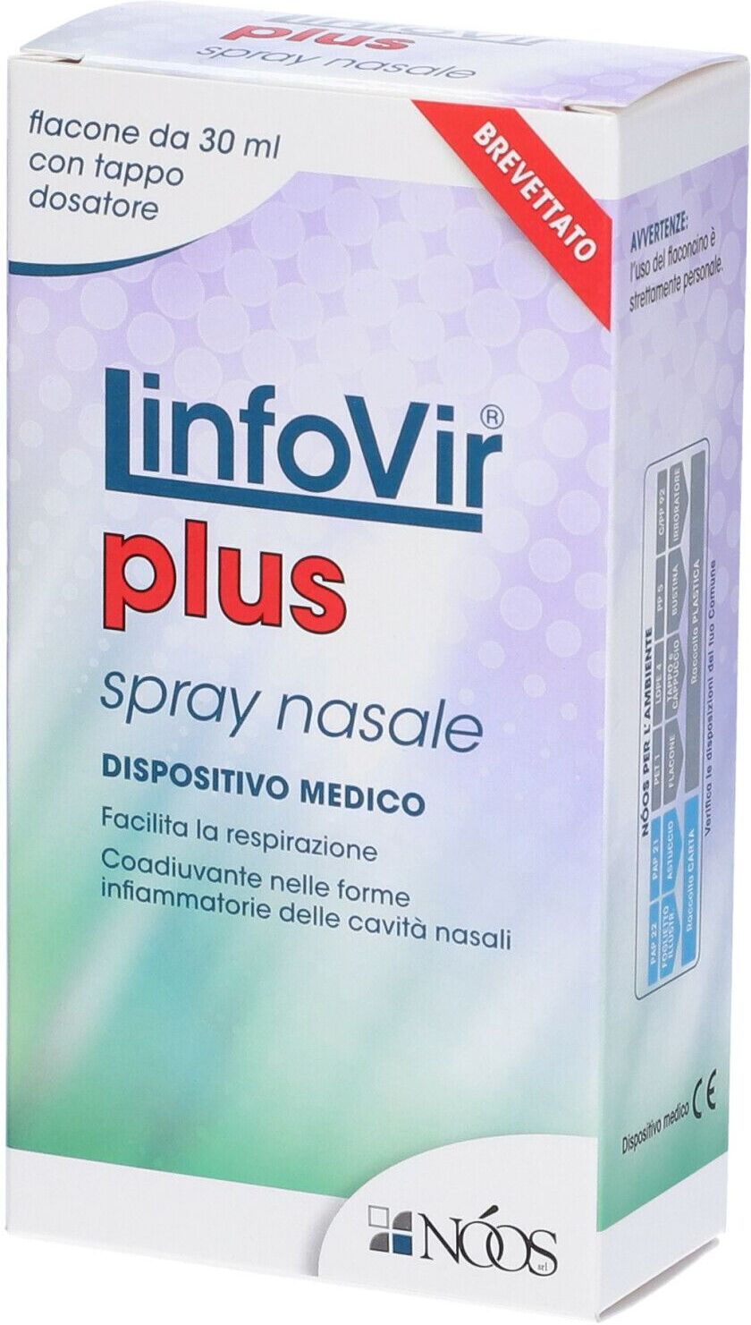 NOOS Srl Linfovir Plus Spray Nasale 30 ml – Rimozione Muco e Sollievo Nasale