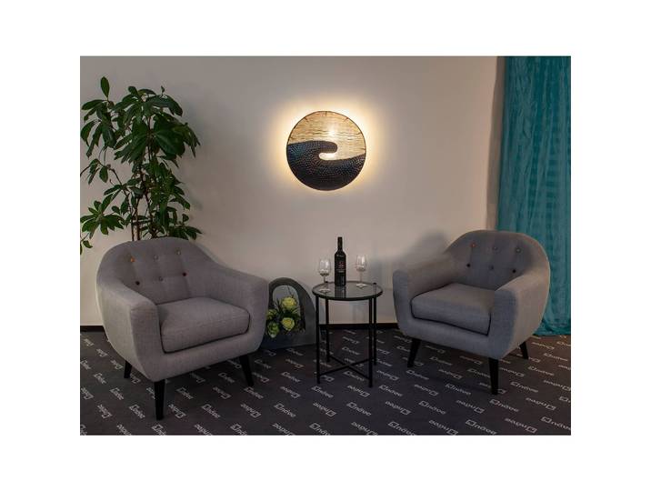Applique murale Bankok Ø 58cm Blanc/Marron Matériau principal : métal Matériau secondaire : matériau synthétique E14