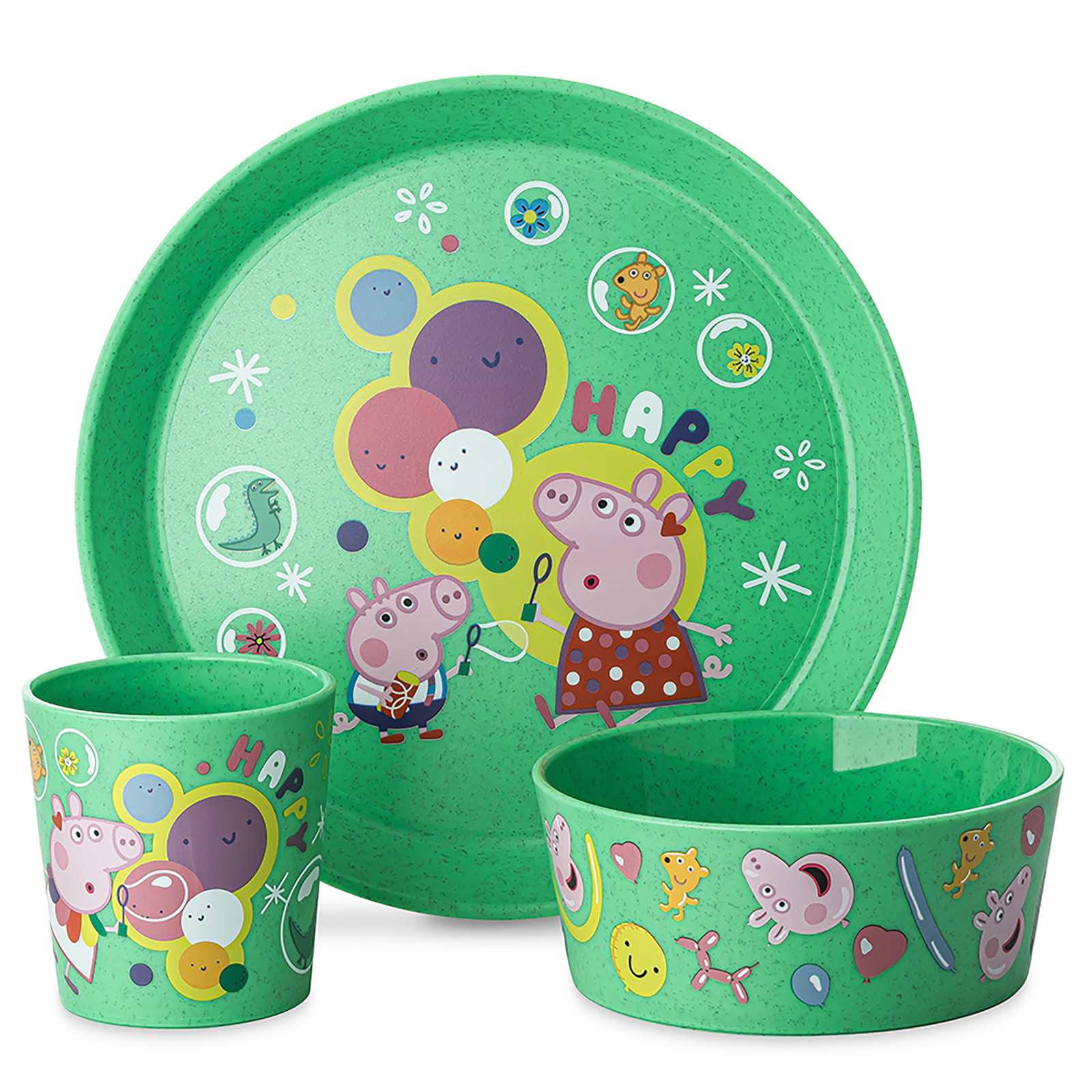 Koziol CONNECT PEPPA PIG POP kinderservies 3-delig, groen