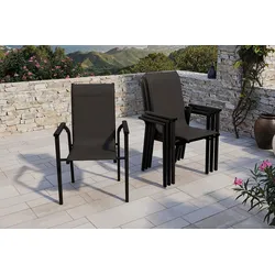 KETTLER BasicPlus Pro Stapelsessel 4er-Set, anthrazit, Aluminium Textilene, 70 x 65 x 99 cm, stapelbar