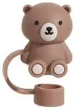 Youfap Market Cute Teddy Bear Silicone Straw Cover, Compatible With Stanley Cup Dust Plug brown