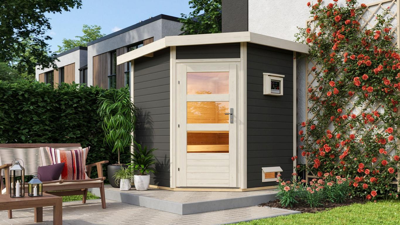 KARIBUHOLZT SH Pekka, 9kW ext.Strg. moderne Tür, terragrau 16913570