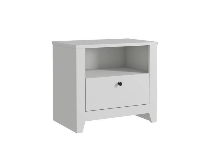 Livetastic Nachttisch Bled Nachttisch, Weiß, Uni, 55x35x50 cm, einfacher Aufbau, Schlafzimmer, Nachttische