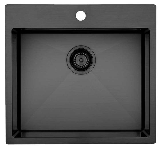 Lavabo KUBUS 540 soft PVD Shadow Edelstahlspüle mit Hahnlochbank / Ausschnittmaße: 520 x 480 / Spüle / Lavabo / Designspüle