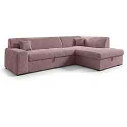 ECKSOFA L Form Lucera Rosa 260/175/71 cm Rechts mit Schlaffunktion