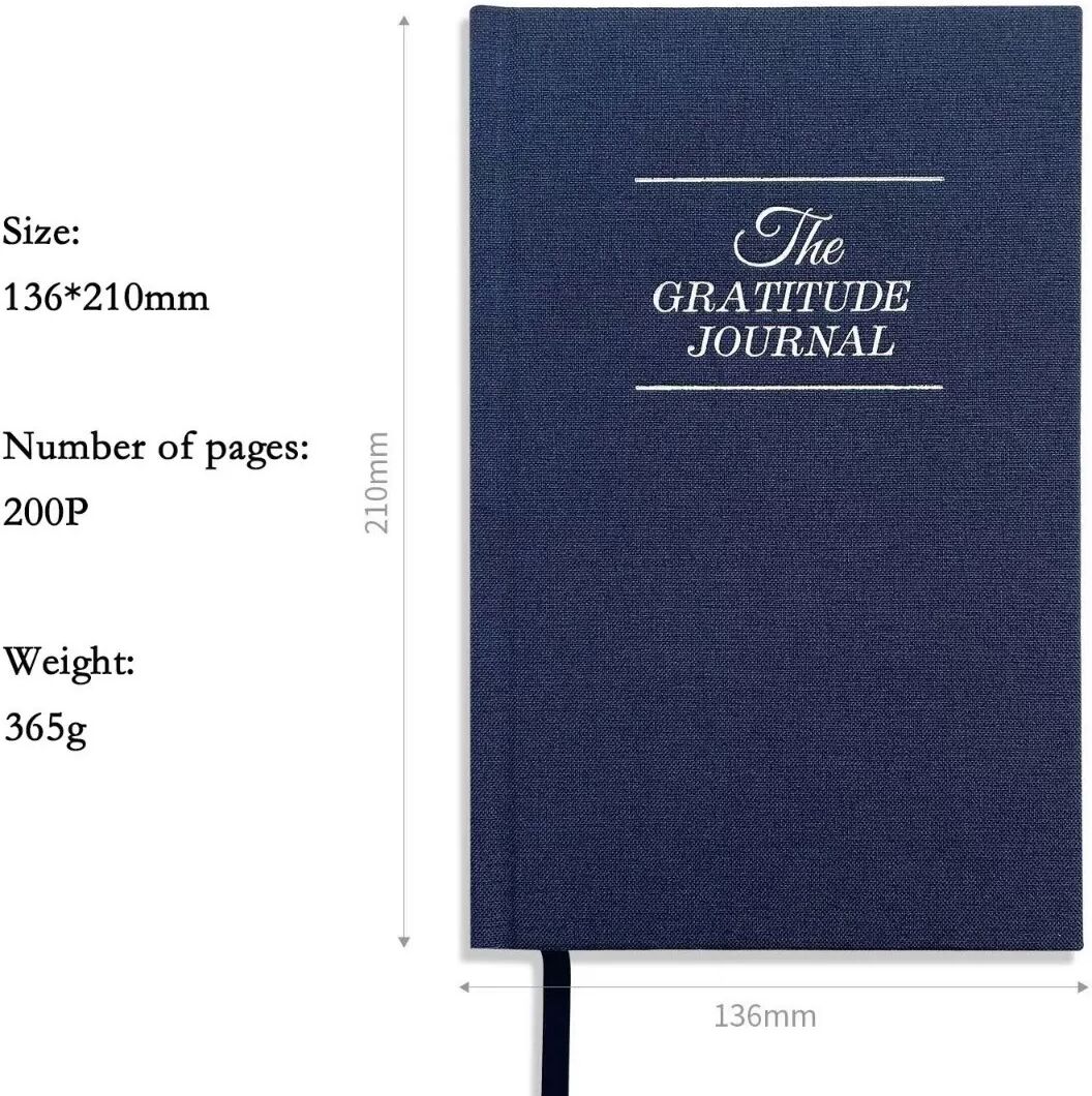 INF A5 Dankbarkeitstagebuch – Hardcover Notizbuch aus Leinen mit dickem Papier Blau