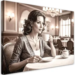 LEINWANDBILD Frau Restaurant Kaffeetasse 60x40cm