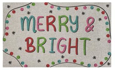 "Stupell Merry & Bright Ornament Border Outdoor Door Mat, design by Emily Cromwell, 18""x30"""