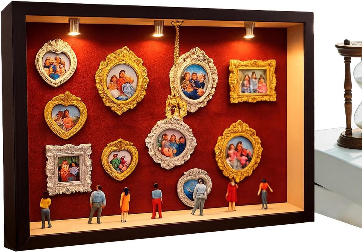 Hobbykit Museum Miniatuur Lijstjes met Verlichting - Rood - B/D/H: 33 x 23 x 6 cm