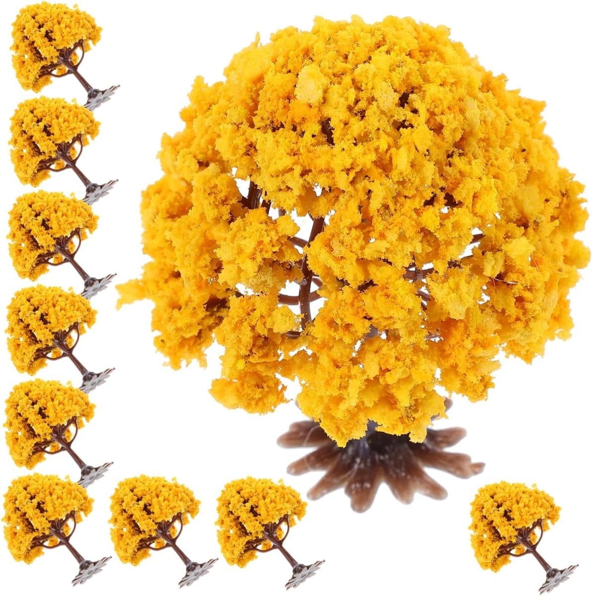 Set van 10 oranje miniatuur bomen voor het bouwen van landschappen