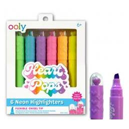 Ooly Neon Heart Pops Textmarker, 6 Farben (6x) (78585663)