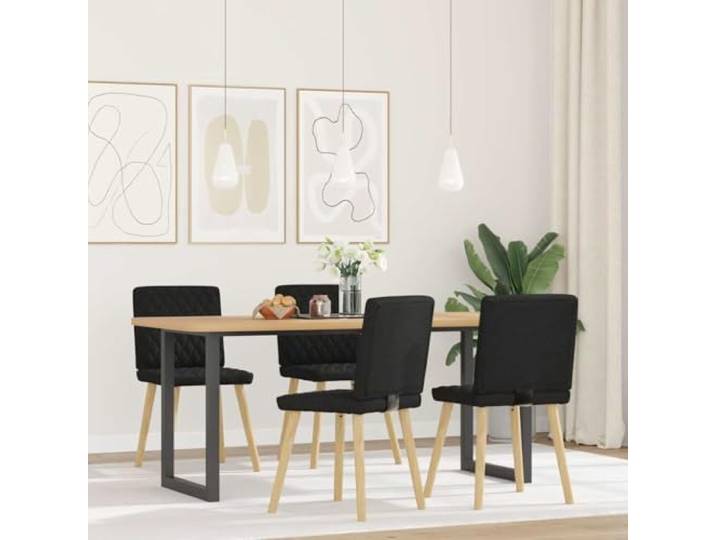 POUFGDR Esszimmerstühle, 4 Stück, Schwarz, Stoff Weicher Polyesterstoff, Rahmen aus Metall und Holz, dicker Schaumstoff, Esszimmer, Wohnzimmer, Gästezimmer