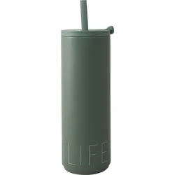 Design Letters Life Thermobecher 500 ml grün mit Strohhalm